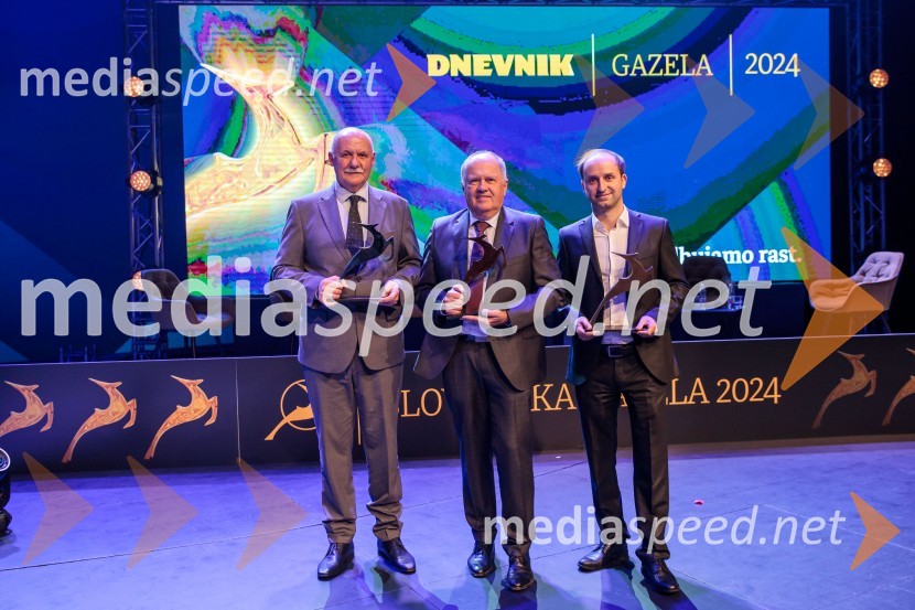  Tomo Kres, Trgograd, srebrna gazela 2024;  Janez Pogačar, Hyla, zlata gazela 2024;  Andraž Krajnc, Caretronic, bronasta gazela 2024Zlata gazela Slovenije 2024 je podjetje Hyla