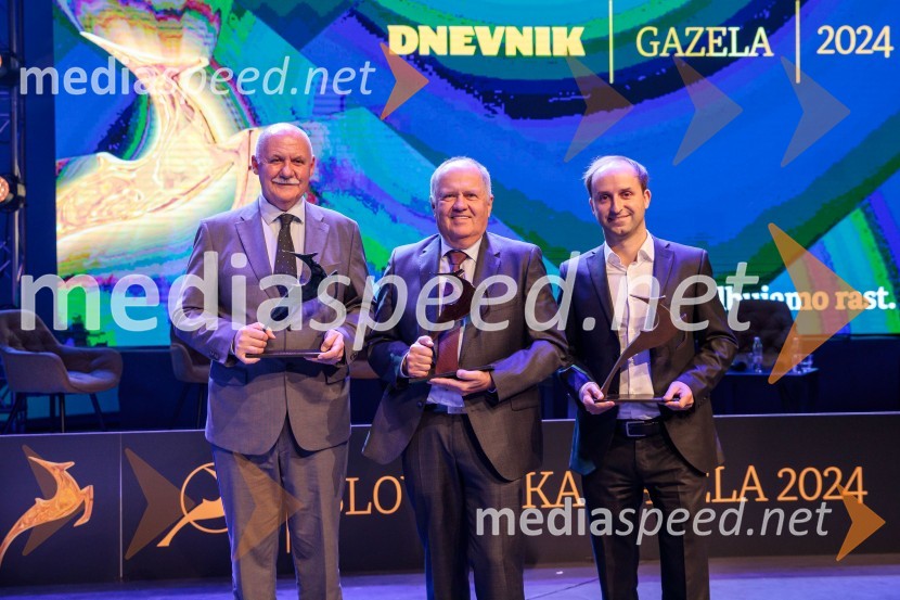  Tomo Kres, Trgograd, srebrna gazela 2024;  Janez Pogačar, Hyla, zlata gazela 2024;  Andraž Krajnc, Caretronic, bronasta gazela 2024Zlata gazela Slovenije 2024 je podjetje Hyla