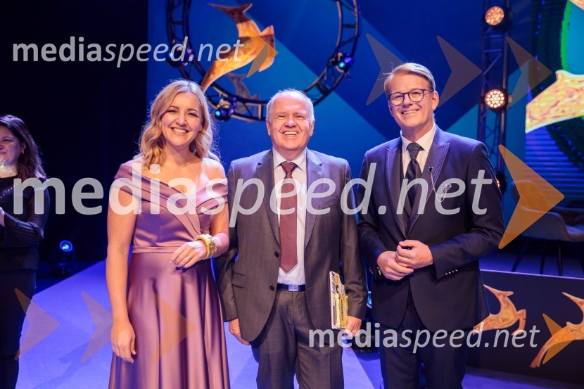  Anja Hlača Ferjančič, novinarka, RTV;  Janez Pogačar, Hyla, zlata gazela 2024;  Antiša Korljan, v.d. odgovornega urednika Primorske noviceZlata gazela Slovenije 2024 je podjetje Hyla