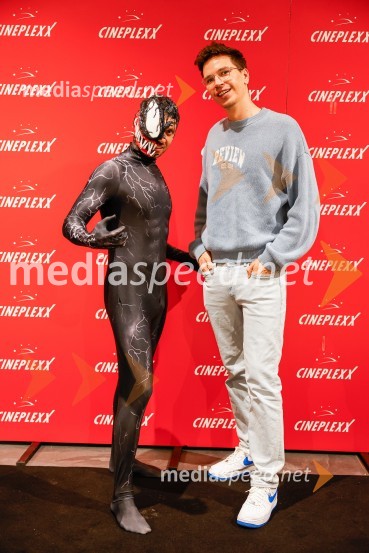  Matic  Gaiser, cosplayer, costumer;  Ian Polak Rožac - LILJANX , TikTokerVečer superjunakov s filmom Venom 3: Zadnji ples v Cineplexx Ljubljana
