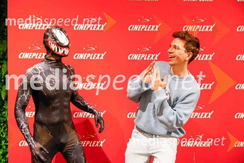  Matic  Gaiser, cosplayer, costumer;  Ian Polak Rožac - LILJANX , TikTokerVečer superjunakov s filmom Venom 3: Zadnji ples v Cineplexx Ljubljana