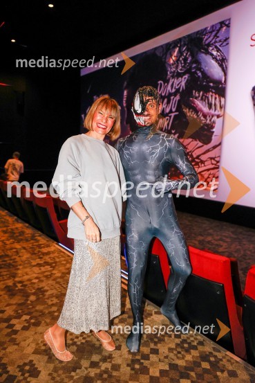  Ana Raščan, voditeljica in novinarka;  Matic  Gaiser, cosplayer, costumerVečer superjunakov s filmom Venom 3: Zadnji ples v Cineplexx Ljubljana
