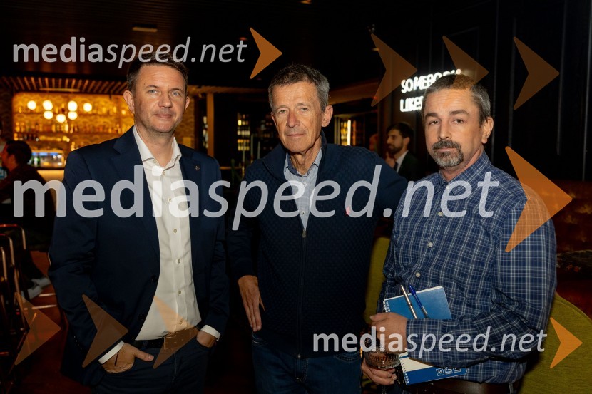  Tomi Trbovc, PR, Smučarska zveza Slovenije;  Jože Okorn, novinar;  Miha  ŠimnovecSvečana prireditev ob začetku prodaje vstopnic za tekme FIS in IBU svetovnega pokala