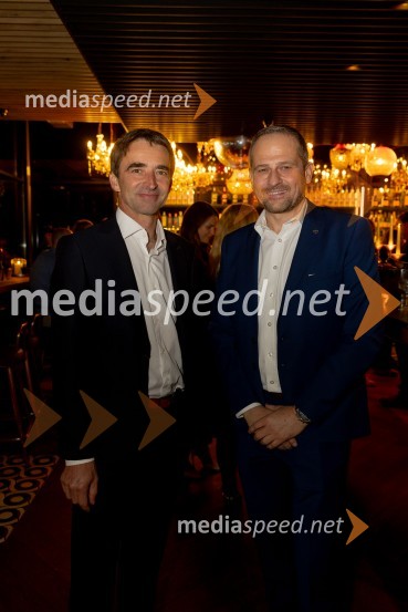 dr. Franci Petek, nekdanji smučarski skakalec in nekdanji direktor SZS;  Tomaž Šušteršič, generalni sekretar organizacijskega komiteja PlanicaSvečana prireditev ob začetku prodaje vstopnic za tekme FIS in IBU svetovnega pokala