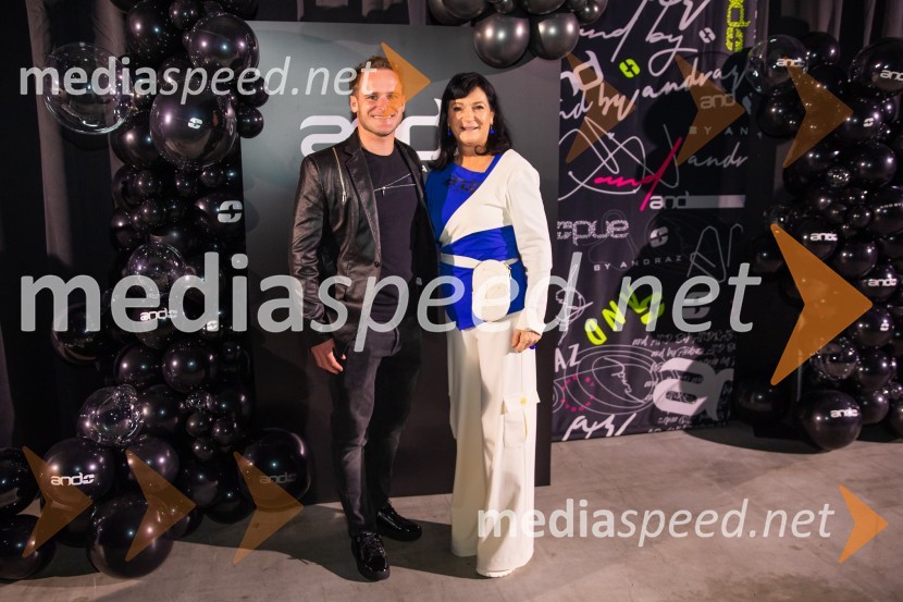  Tim  Mastnak, deskar na snegu ;  Nataša Berginc, direktorica podjetja Co. Andraž d.o.o.AND by Andraž, modna revija ob 35 letnici znamke