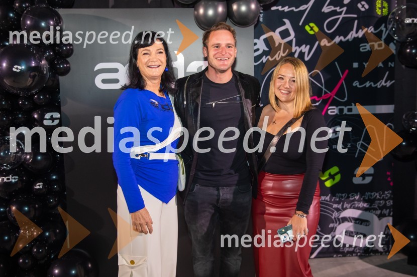  Nataša Berginc, direktorica podjetja Co. Andraž d.o.o.;  Tim  Mastnak, deskar na snegu ;  ... AND by Andraž, modna revija ob 35 letnici znamke