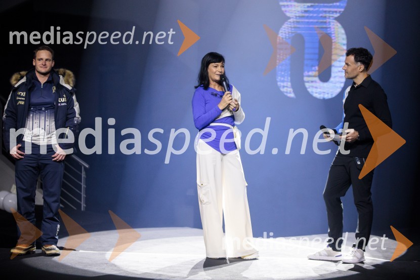  Tim  Mastnak, deskar na snegu ;  Nataša Berginc, direktorica podjetja Co. Andraž d.o.o.;  David Urankar, televizijski voditelj, manekenAND by Andraž, modna revija ob 35 letnici znamke