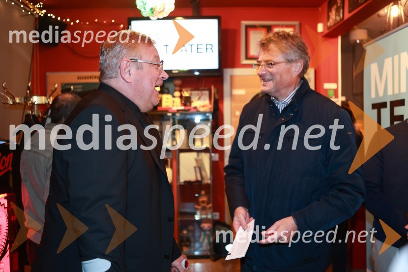  Robert Waltl, direktor, Mini teater;  Giuseppe Cavagna, italijanski veleposlanik v SlovenijiJubilejni 10. festival Hiša strpnosti 2024 v Mini teatru, otvoritev