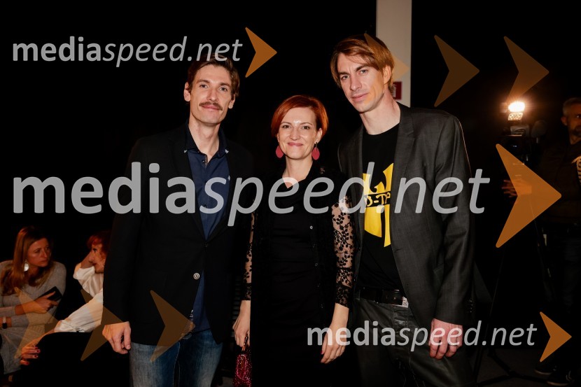  Robert Korošec, igralec; dr. Asta Vrečko, ministrica za kulturo;  Jure Henigman, igralecHrup za odrom, premiera drame v SNG Drama Ljubljana