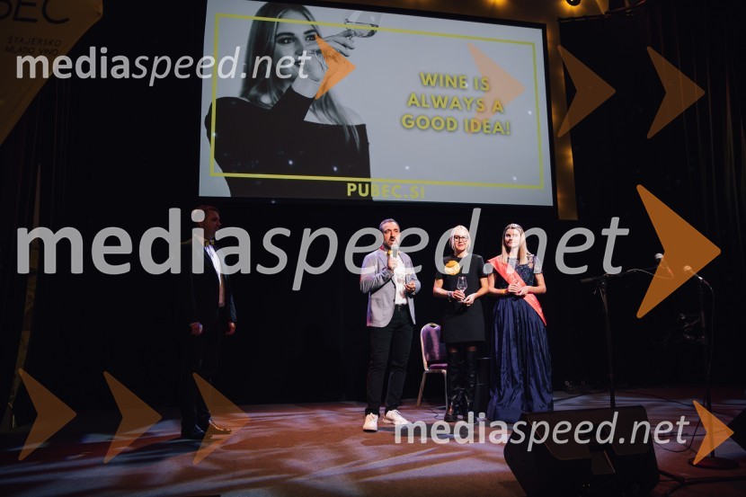  Borut  Cvetko, kreativni direktor, Mediaspeed d.o.o.;  Natalija Cvetko, Mediaspeed d.o.o.;  Maruša Mukenauer, Vina Mukenauer, Mariborska vinska kraljica 2023 - 2025Salon štajerskih mladih vin Pubec 2024 v Ljubljani