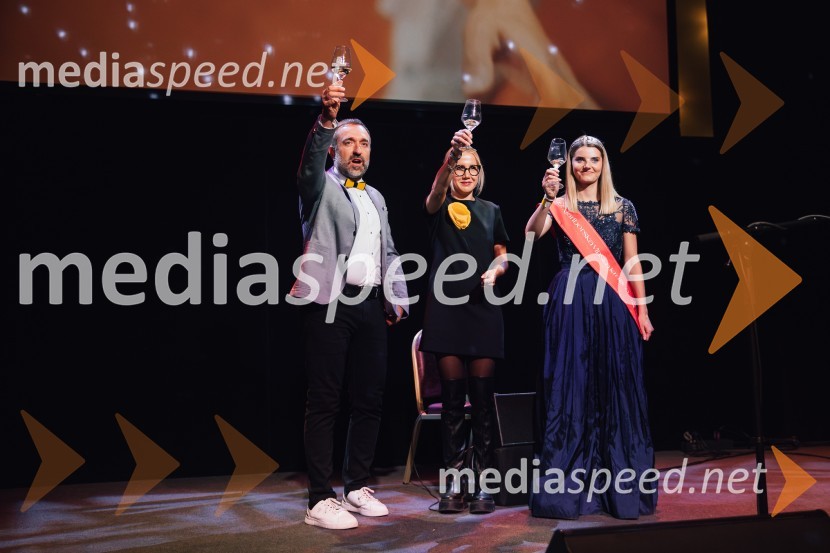  Borut  Cvetko, kreativni direktor, Mediaspeed d.o.o.;  Natalija Cvetko, Mediaspeed d.o.o.;  Maruša Mukenauer, Vina Mukenauer, Mariborska vinska kraljica 2023 - 2025Salon štajerskih mladih vin Pubec 2024 v Ljubljani