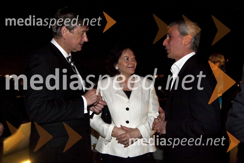 Dr. Danilo Türk, predsednik Republike Slovenije ter njegova soproga Barbara Miklič Türk in Makhar Vaziev, direktor baleta milanske La ScaleBalet Pink Floyd v izvedbi milanskega gledališča La Scala, sprejem po prireditvi