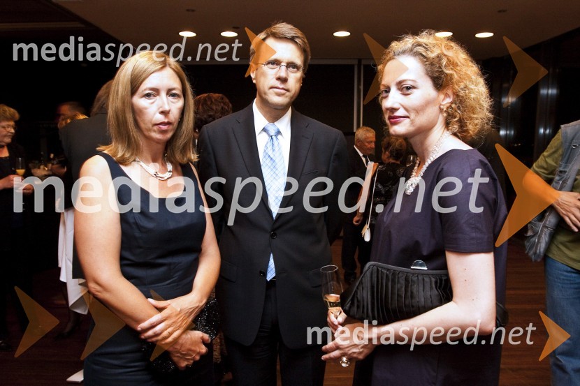 Samuel Žbogar, zunanji minister s sporogo in Hermina Kovačič, urednica revije Diners MagazinBalet Pink Floyd v izvedbi milanskega gledališča La Scala, sprejem po prireditvi