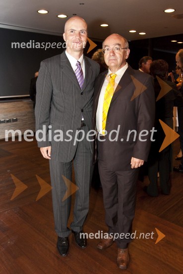 Marko Kryžanwski in Mitja Rotovnik, direktor Cankarjevega domaBalet Pink Floyd v izvedbi milanskega gledališča La Scala, sprejem po prireditvi