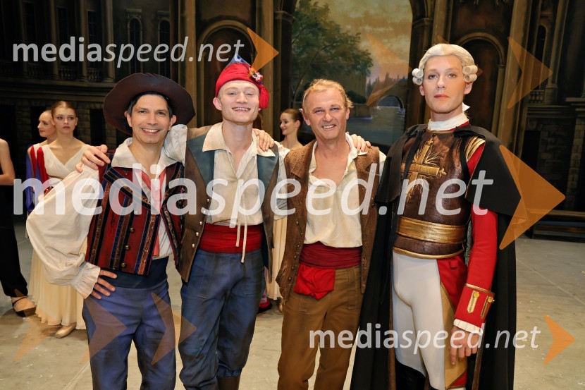  Mircea Golescu, baletni plesalec;  Christopher Thompson, baletni plesalec;  Vadim Kurgajev, baletni plesalec;  Sytze Jan Luske, baletni plesalecPlameni Pariza, premiera baleta Opere in Baleta SNG Maribor