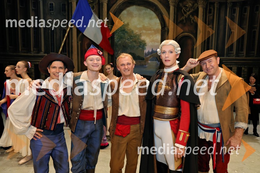  Mircea Golescu, baletni plesalec;  Christopher Thompson, baletni plesalec;  Vadim Kurgajev, baletni plesalec;  Sytze Jan Luske, baletni plesalec;  Vasilij Kuzkin, baletni plesalecPlameni Pariza, premiera baleta Opere in Baleta SNG Maribor