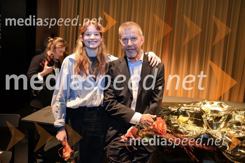  Lara Čabrian, asistentka režiserja;  Borut  Veselko, igralecŽivljenje v teatru, premiera, Mestno gledališče Ptuj