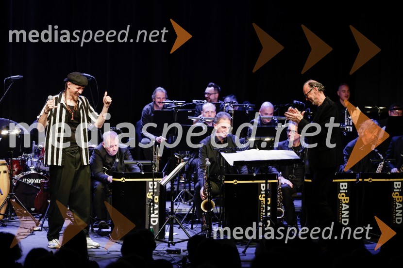  Žigan Krajnčan, igralec, plesalec, koreograf;  Lojze  Krajnčan, dirigent Big Banda RTV Slovenija Žigan Krajnčan navdušil z orkestrom Big Band RTV Slovenija