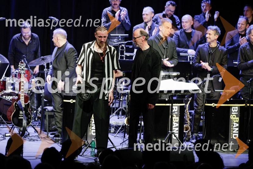  Žigan Krajnčan, igralec, plesalec, koreograf;  Lojze  Krajnčan, dirigent Big Banda RTV Slovenija Žigan Krajnčan navdušil z orkestrom Big Band RTV Slovenija