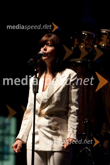 Pevka iz spremljevalne skupine Davida ByrneaDavid Byrne, koncert