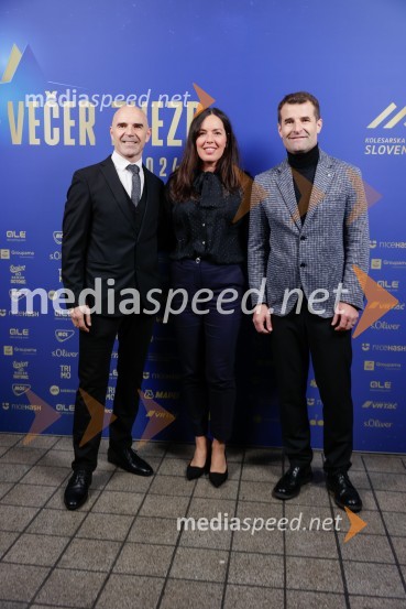  Pavel Marđonović, predsednik kolesarske zveze Slovenija;  Teja Hauptman;  Andrej Hauptman, nekdanji kolesar, selektor državne kolesarske reprezentanceVečer zvezd: Kolesar leta 2024 je Tadej Pogačar