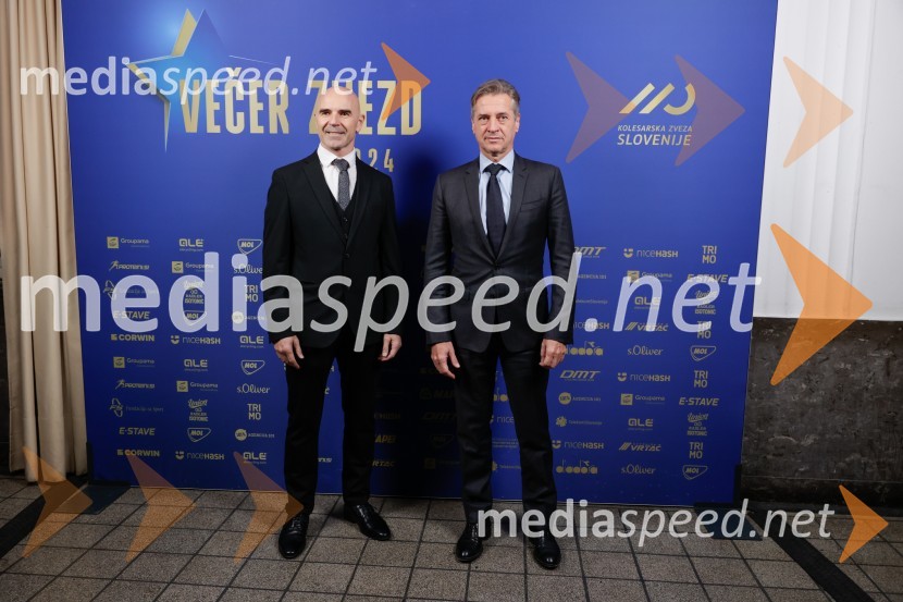  Pavel Marđonović, predsednik kolesarske zveze Slovenija; dr. Robert Golob, predsednik vlade RSVečer zvezd: Kolesar leta 2024 je Tadej Pogačar
