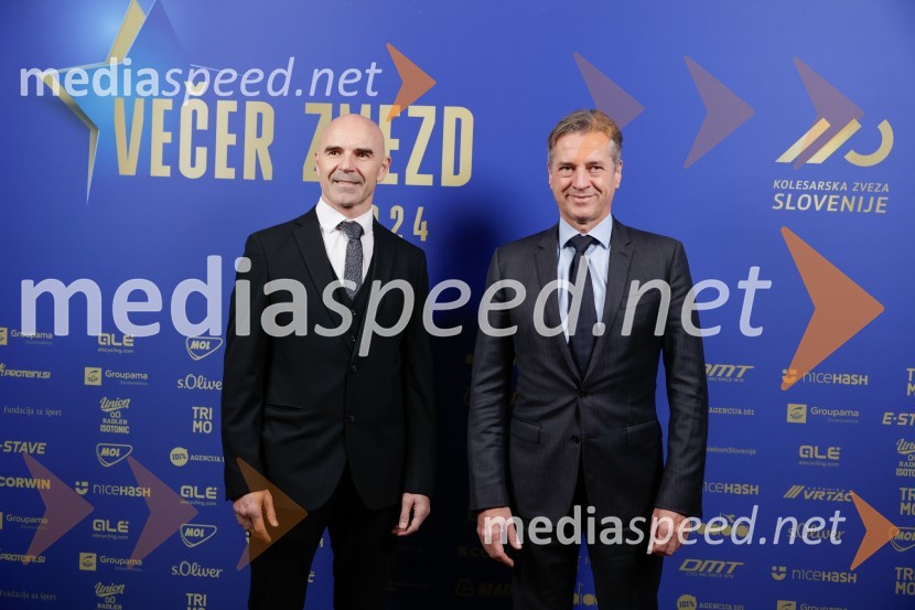  Pavel Marđonović, predsednik kolesarske zveze Slovenija; dr. Robert Golob, predsednik vlade RSVečer zvezd: Kolesar leta 2024 je Tadej Pogačar