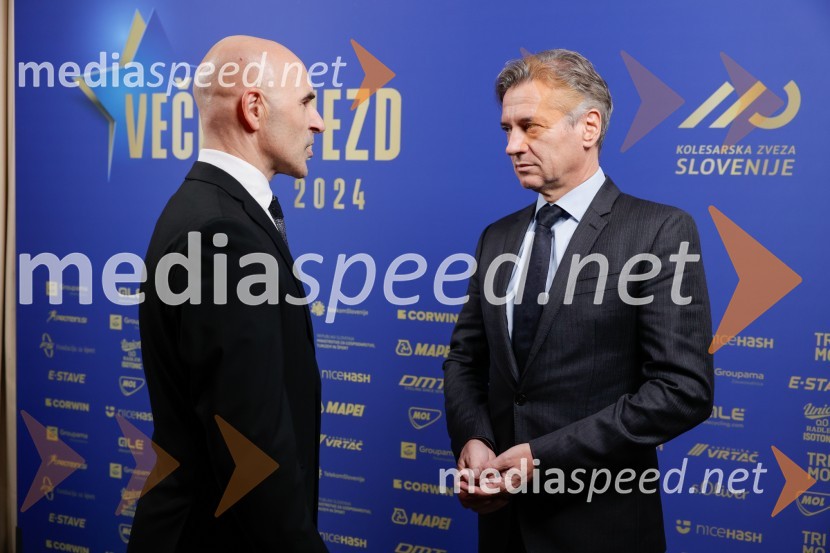  Pavel Marđonović, predsednik kolesarske zveze Slovenija; dr. Robert Golob, predsednik vlade RSVečer zvezd: Kolesar leta 2024 je Tadej Pogačar