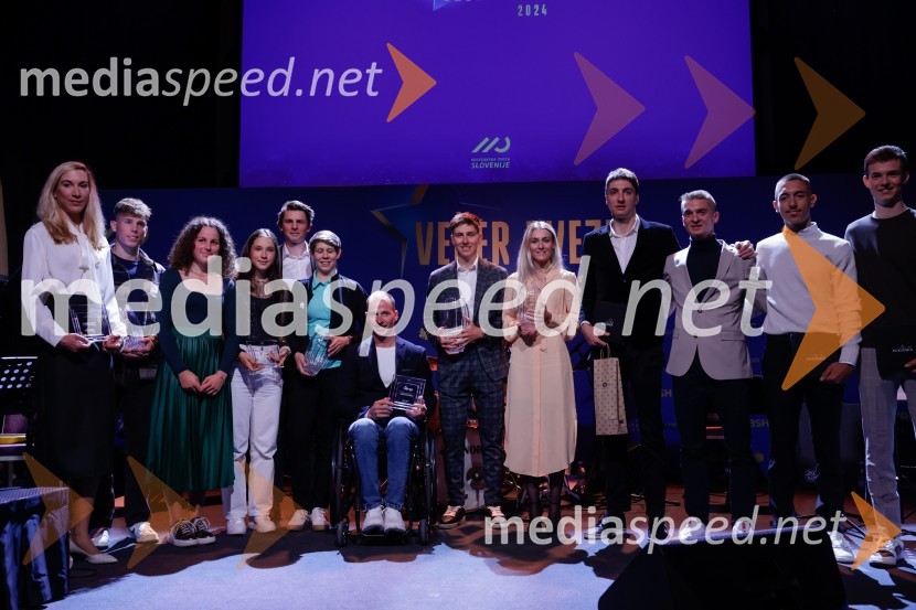  Laura Šimenc Kramar, kolesarka;  Jakob Klemenčič, kolesar;  Nika Bobnar, kolesarka;  Maruša Tereza Šerkezi, gorska kolesarka;  ... ;  Monika Hrastnik, gorska kolesarka;  Anej Doplihar, slovenski paraolimpijec;  Tadej Pogačar, kolesar;  Urška Žigart, kolesarka;  Matic Žumer, kolesar;  ... ;  Nejc Peterlin, kolesar;  Jakob Omrzel, kolesarVečer zvezd: Kolesar leta 2024 je Tadej Pogačar