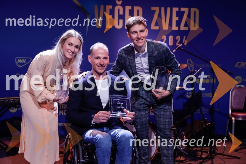  Urška Žigart, kolesarka;  Anej Doplihar, slovenski paraolimpijec;  Tadej Pogačar, kolesarVečer zvezd: Kolesar leta 2024 je Tadej Pogačar