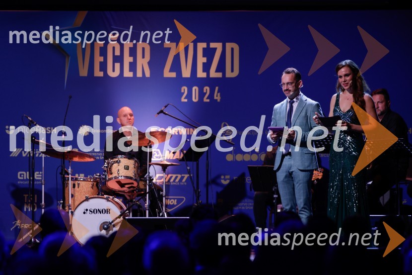  Jože Robežnik,  televizijski voditelj;  Flora Ema Lotrič, pevkaVečer zvezd: Kolesar leta 2024 je Tadej Pogačar