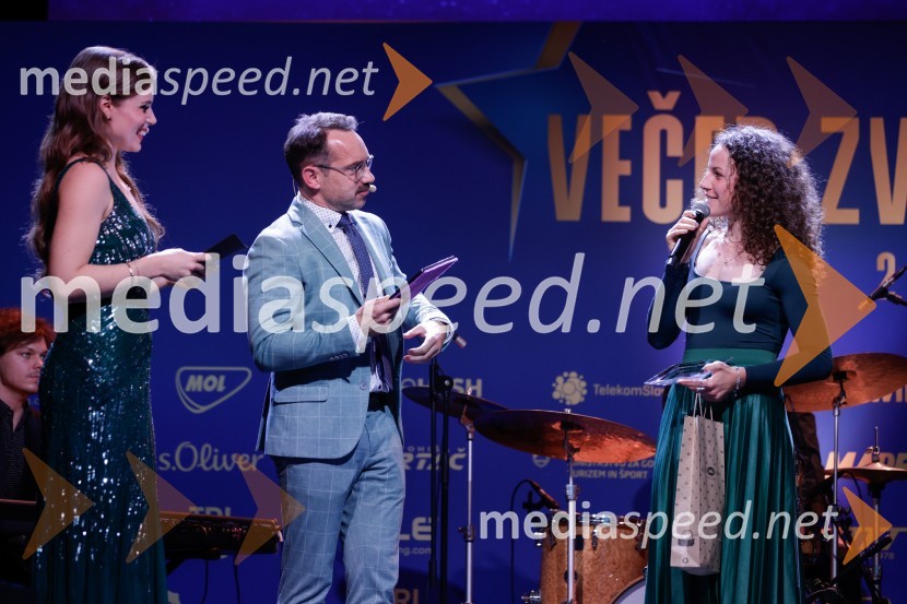  Flora Ema Lotrič, pevka;  Jože Robežnik,  televizijski voditelj;  Nika Bobnar, kolesarkaVečer zvezd: Kolesar leta 2024 je Tadej Pogačar