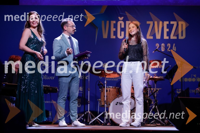  Flora Ema Lotrič, pevka;  Jože Robežnik,  televizijski voditelj;  Maruša Tereza Šerkezi, gorska kolesarkaVečer zvezd: Kolesar leta 2024 je Tadej Pogačar