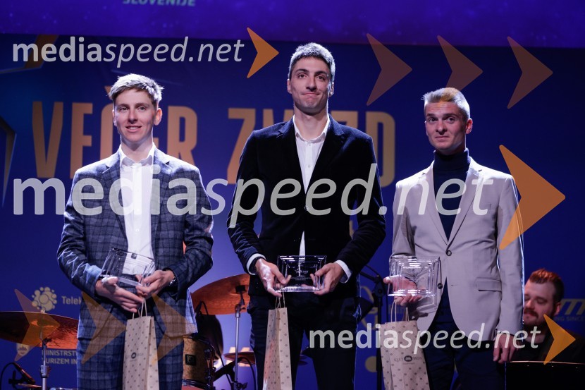  Tadej Pogačar, kolesar;  Matic Žumer, kolesar;  ... Večer zvezd: Kolesar leta 2024 je Tadej Pogačar