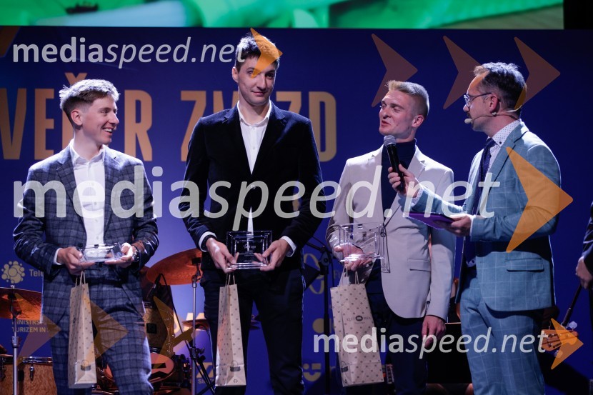  Tadej Pogačar, kolesar;  Matic Žumer, kolesar;  ... ;  Jože Robežnik,  televizijski voditeljVečer zvezd: Kolesar leta 2024 je Tadej Pogačar