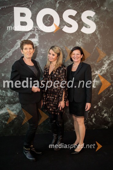  Helena Draškovič, Magistrat Interational;  Nina Vipotnik, vodja marketinga, Emporium ;  Jožica Brcar, generalna direktorica Magistrat InternationalOtvoritev prenovljene Boss trgovine v Emporiumu