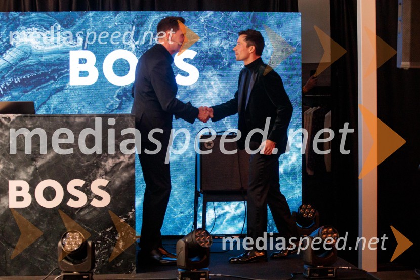  Evgen Ban, voditelj;  Primož Roglič, kolesarOtvoritev prenovljene Boss trgovine v Emporiumu
