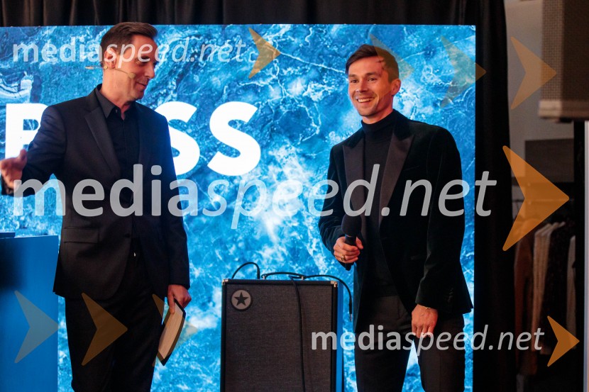  Evgen Ban, voditelj;  Primož Roglič, kolesarOtvoritev prenovljene Boss trgovine v Emporiumu