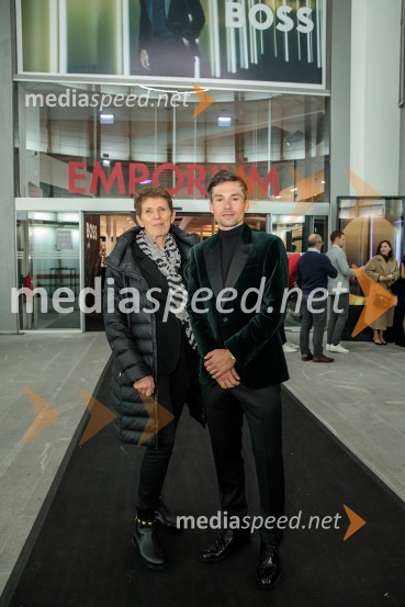  Primož Roglič, kolesar;  Helena Draškovič, Magistrat InterationalOtvoritev prenovljene Boss trgovine v Emporiumu