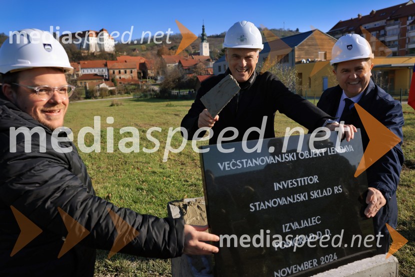  Simon Maljevac, Minister za solidarno prihodnost;  Črtomir Remec, direktor Stanovanjskega sklada;  Janez Magyar, župan, Občina LendavaTemeljni kamen za prihodnost, Lendava dobiva nova stanovanja