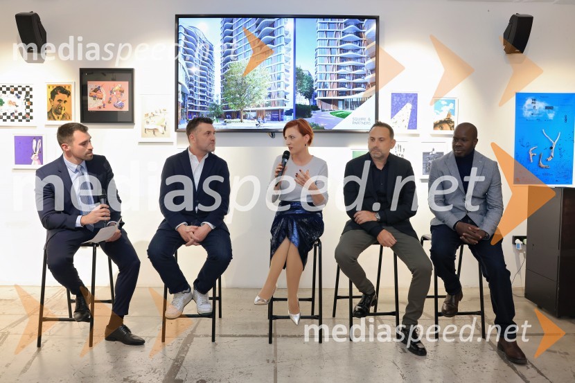  Tim Gregor Grünfeld, partner, Uniko;  Tim Gledstone, partner, Squire and Partners; dr. Asta Vrečko, ministrica za kulturo;  Janez Kunič, komercialni direktor, Trimo;  Wasya Awori, RikoV Londonu razstava Radovana Jenka in razprava o prihodnosti trajnostne prenove urbanih območij