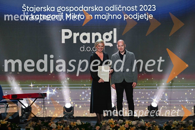  Helena S. Sambolec, direktorica Prangl Slovenija;  Primož Pinter, direktor, Primius gradnje d.o.o.Štajerska gospodarska odličnost 2024