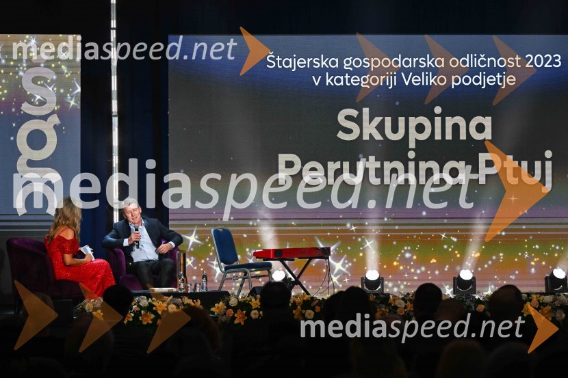  Bernarda Žarn, voditeljica;  Enver Šišić, direktor skupine Perutnina Ptuj, d.o.o.Štajerska gospodarska odličnost 2024