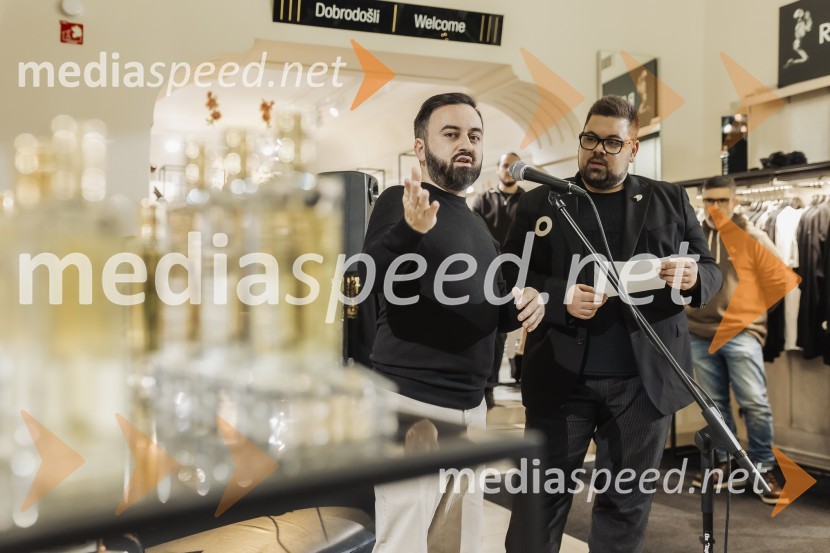  Damien Flynn, mbasador znamke, Nicolai Parfumeur Createur;  Nejc Simšič, novinarVečer gurmanskih dišav z Nicolai Parfumeur Createur v Ikona Ljubljana