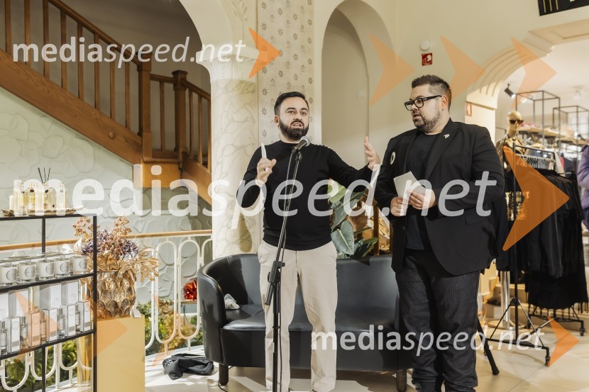  Damien Flynn, mbasador znamke, Nicolai Parfumeur Createur;  Nejc Simšič, novinarVečer gurmanskih dišav z Nicolai Parfumeur Createur v Ikona Ljubljana