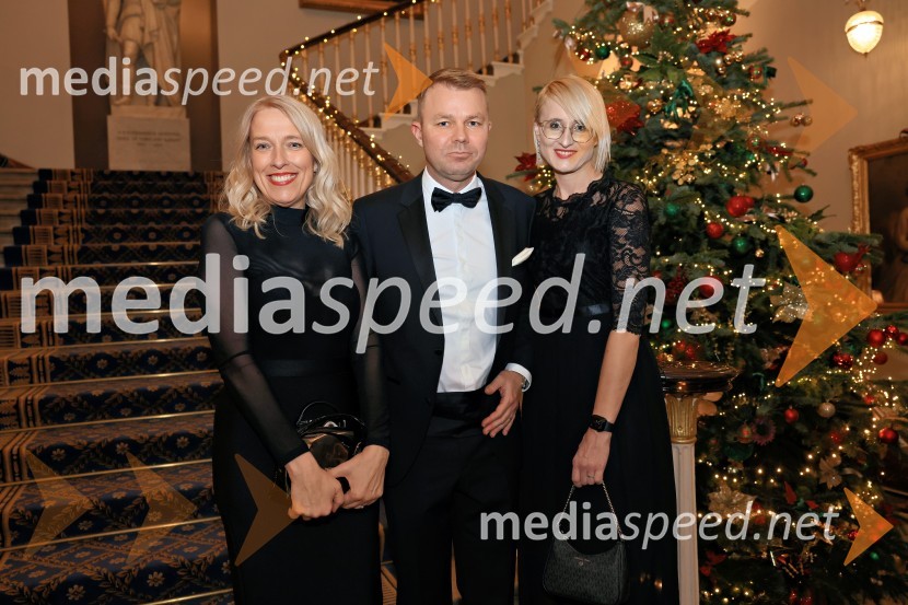  Azra Begič Milanez, CEO, A Tax International;  Bojan Šporar, partner, odvetniška pisarna Rojs, Peljhan, Prelesnik & partnerji;  Tina Cilenšek Lobe ,  A Tax InternationalChristmas Gala 2024, dogodek Britansko - slovenske gospodarske zbornice