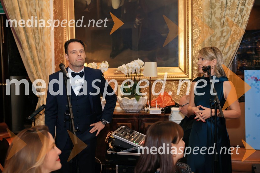  Robert Prelesnik, partner, odvetniška pisarna Rojs, Peljhan, Prelesnik & partnerji;  Barbara Uranjek, direktorica, Britansko-slovenska gospodarska zbornicaChristmas Gala 2024, dogodek Britansko - slovenske gospodarske zbornice