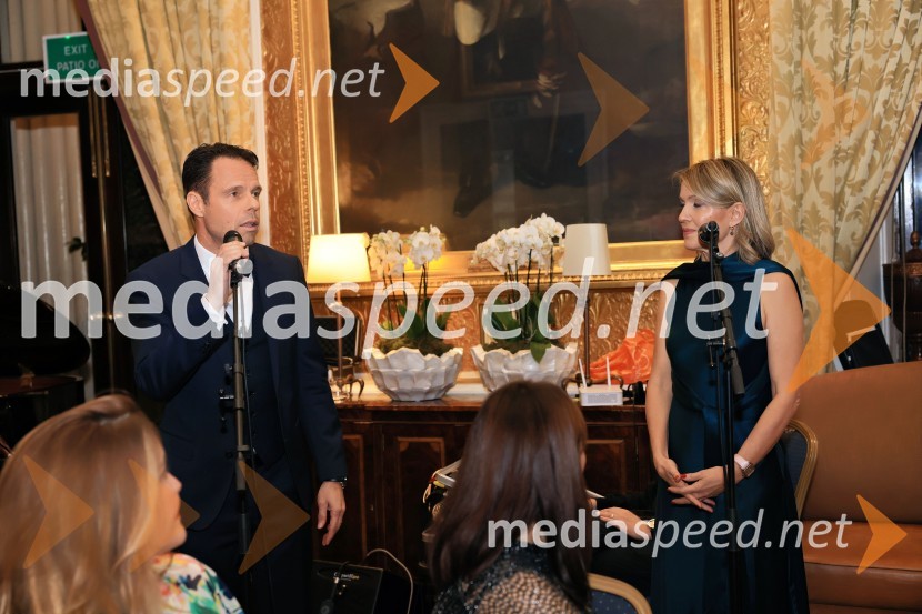  Robert Prelesnik, partner, odvetniška pisarna Rojs, Peljhan, Prelesnik & partnerji;  Barbara Uranjek, direktorica, Britansko-slovenska gospodarska zbornicaChristmas Gala 2024, dogodek Britansko - slovenske gospodarske zbornice