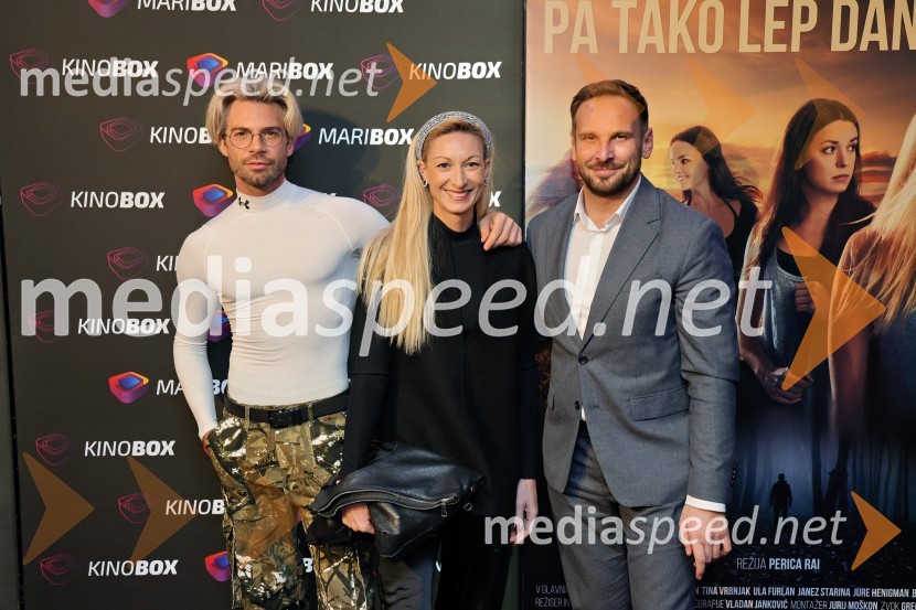  Tibor Golob, fotograf;  Špela Štamol, glavna urednica in vodja projekta GRAZIA Beauty Awards;  David  Klobasa, župan Občine Sveta Trojica in podjetnikPremiera filma Pa tako lep dan je bil s Katarino Čas v Mariboxu