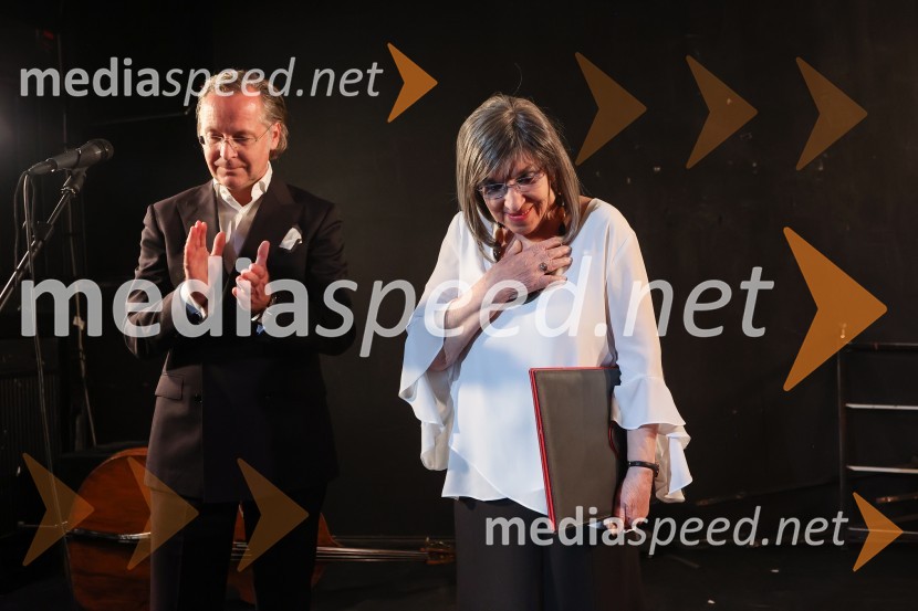  David Sluga, odvetnik;  Svetlana Makarovič, pisateljicaPodelitev plakete ob Prešernovi nagradi Svetlani Makarovič